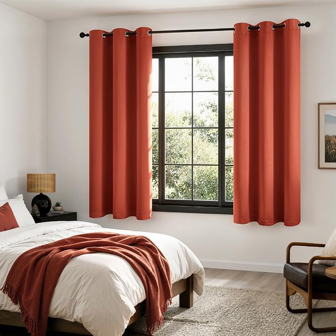 MIULEE Fall Burnt Orange 100% Blackout Curtains - Image 6
