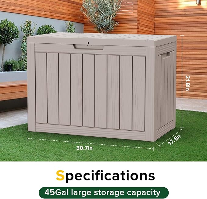 45 Gallon Outdoor Deck Box, Lockable Waterproof Outdoor Storage Boxes - Image 3