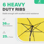 JEAREY 6.5x10 ft Rectangular Patio Umbrellas Outdoor Market Umbrella - Image 9