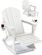 Adirondack Rocking Chair with Ottoman and Cup Holders | HDPE Porch Rocker by KINGYES
