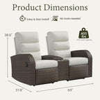 Oversized Wicker Outdoor Recliner Lovseat - Image 2