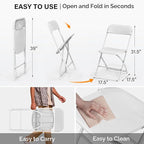 VINGLI 10 Pack White Plastic Folding Chair, Indoor Outdoor Portable Stackable - Image 3