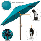 9' Outdoor Patio Umbrella, Outdoor Table Umbrella, Yard Umbrella, Market - Image 3