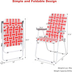 VINGLI Patio Lawn Webbed Folding Chairs Set of 4, Outdoor Beach Chair Portable - Image 4