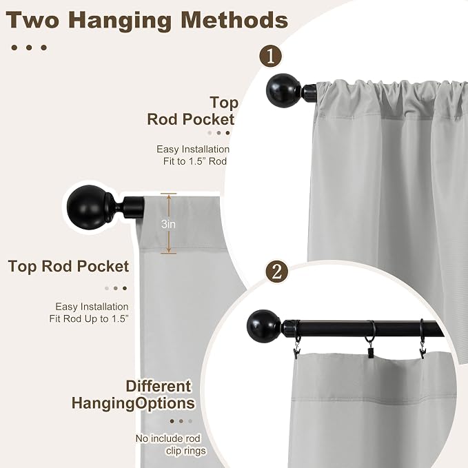 Outdoor Curtains for Patio Waterproof Rod Pocket 4 Pcs 54x84 Silver Grey | - Image 3