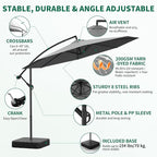 10FT Patio Umbrella with Base, Outdoor Umbrella Pool Umbrella Cantilever - Image 4
