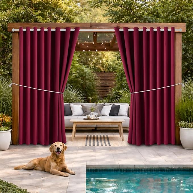 Outdoor Patio Curtain Waterproof Darkening Thermal Insulated Indoor Curtains by DivaenCamino
