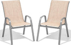 Patio Chairs Set of 2, All Weather Outdoor Dining Chairs | Stackable Dining by Dovov