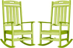 Outdoor Rocking Chair Set of 2, High Back Plastic Patio Rocking Chairs by Adiromoti