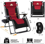 Colegence Oversized Padded Zero Gravity Chairs, Burgundy | Two padded recliners - Image 3