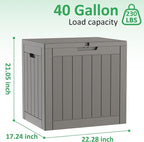 40 Gallon Lockable Outdoor Deck Box, Waterproof Weatherproof Resin Storage - Image 3