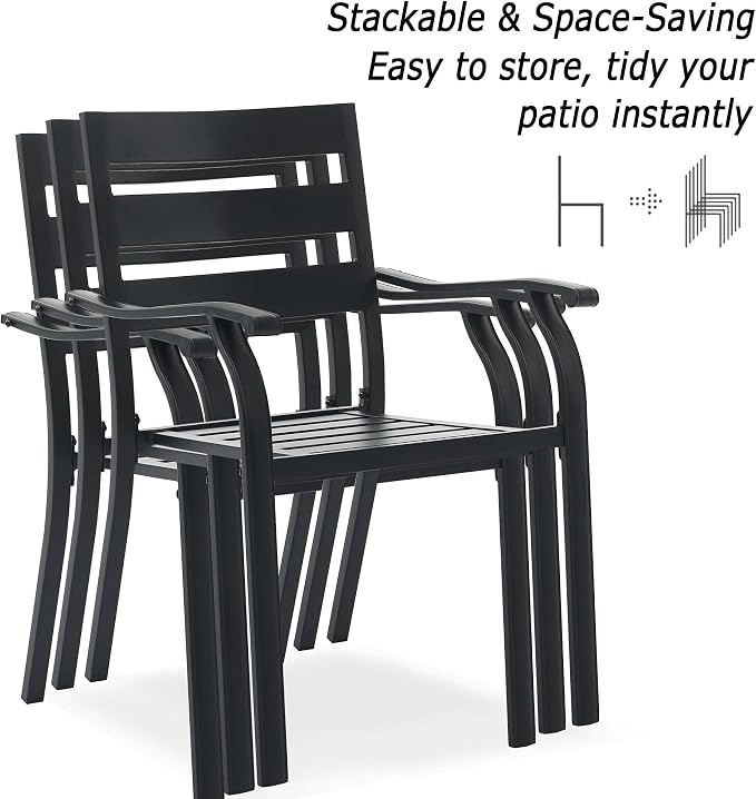 Patio Dining Chairs Set of 8, Metal Patio Furniture Set - Image 4