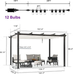 PURPLE LEAF Outdoor Pergola 10' x 13' w/Lights & Double Canopy, aluminum frame - Image 5
