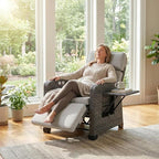 Outdoor Recliner Independent Adjustable Foot & Back Wicker Recliner Chair - Image 5