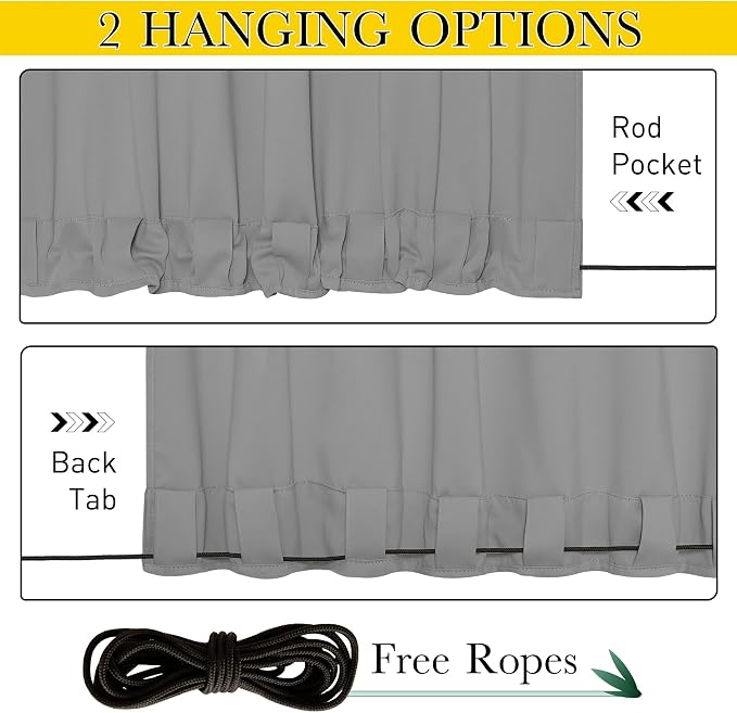 NICETOWN 2 Panels Weighted Outdoor Curtains - Image 3