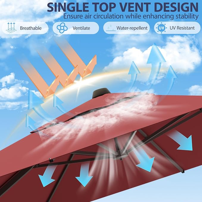 10' X 10' Patio Umbrella Cantilever Outdoor Rectangle Umbrella, Heavy Duty - Image 4