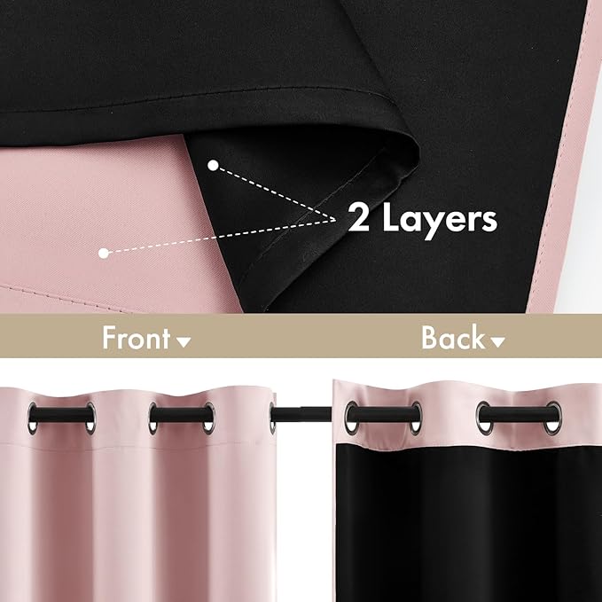MIULEE Light Pink 100% Blackout Curtains - Image 3