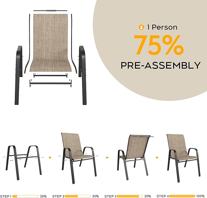 Stackable Patio Chairs Set of 8, Outdoor Chairs Set - Image 4