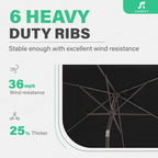 JEAREY 6.5x10 ft Rectangular Patio Umbrellas Rectangle Outdoor Umbrella - Image 9