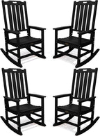 THOEOE Outdoor Rocking Chairs Set of 4, Oversized Patio Rocking Chair | HDPE by THOEOE