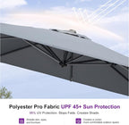 PURPLE LEAF Patio Outdoor Umbrella 9' x 9' Square All-Weather Light Grey | - Image 5