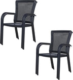 Outdoor Metal Patio Chairs Set of 8, Stackable Iron Mesh Dining Chairs - Image 7