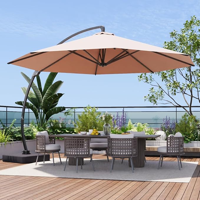 Aoxun 11 FT Cantilever Umbrella, Patio Large Aluminum Offset Umbrella Windproof by Aoxun