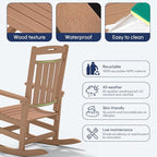 Oversized HDPE Outdoor Rocking Chair Set of 2, All-Weather, Teak | Heavy Duty - Image 7