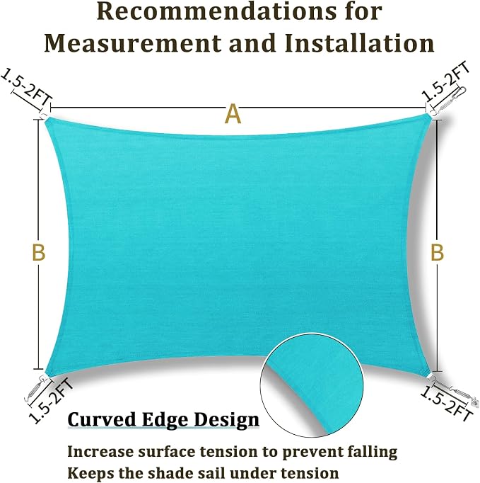 Shade&Beyond 4'x8' Sun Shade Sail Canopy Rectangle, UV Block Breathable Curved - Image 5
