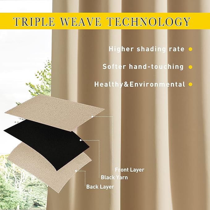 NICETOWN Outdoor Curtains for Patio Waterproof W84xL108 Biscotti Beige | - Image 7