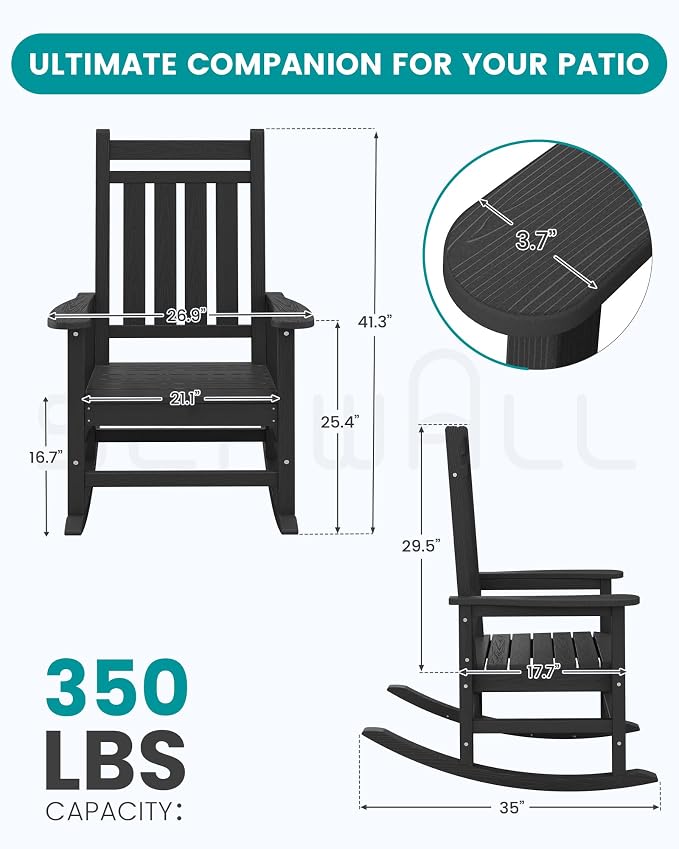 SERWALL Oversized Rocking Chair, Outdoor Rocking Chair - Image 3