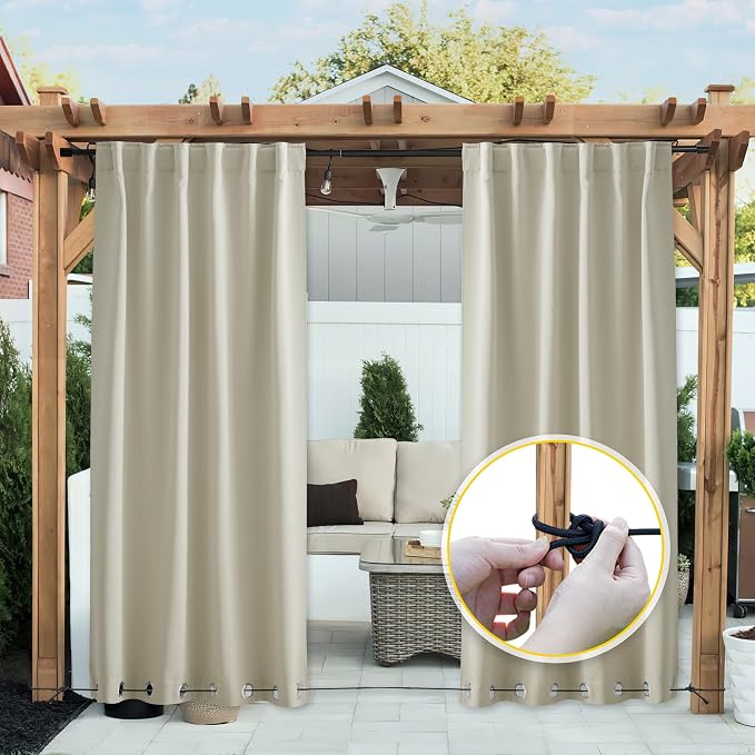 NICETOWN 2 Panels Waterproof Outdoor Curtains - Image 2