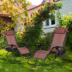 Nazhura Set of 2 Relaxing Recliners Patio Chairs Adjustable Steel Mesh Zero - Image 2