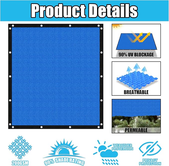 Amagenix 90% Pergola Shade Cover 8' X 16' Sun Shade Cloth - Image 3