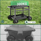 Garden Cart with Seat, 3-in-1 Rolling Seat with Wheels - Image 4