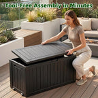 92Gal Outdoor Storage Box Deck Box Waterproof & UV Resistant w/ Wheels | - Image 6