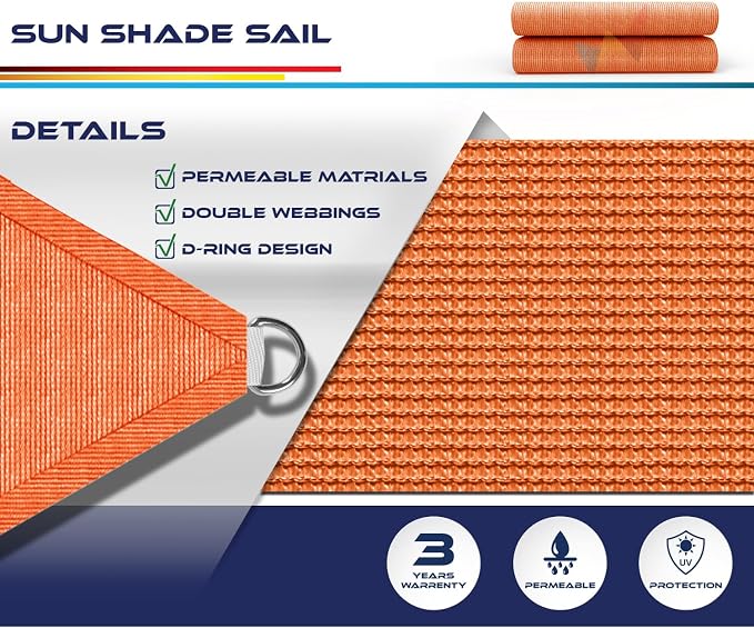 Windscreen4less 22' x 22' x 22' Sun Shade Sail Triangle Outdoor Canopy Cover UV - Image 3