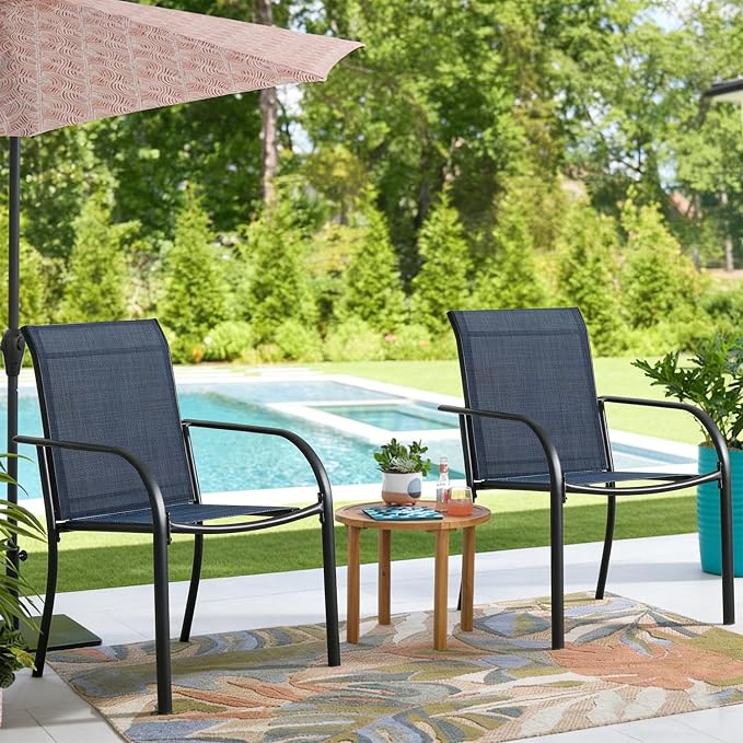 Stackable Patio Chairs Set of 8, Outdoor Dining Chairs - Image 3