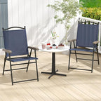 GIANTEX Set of 2 Patio Folding Chairs, Outdoor Patio Dining Chairs w/Armrest - Image 2