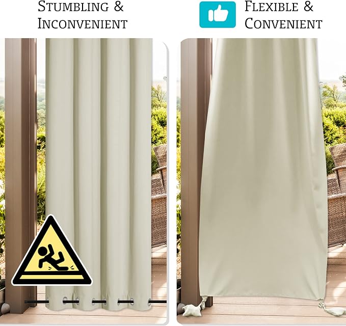 RYB HOME Outdoor Curtains for Patio Waterproof, Windproof - Image 5