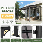 Aoxun 10' x 12' Gazebo for Patio, Gazebo Pergola - Image 7