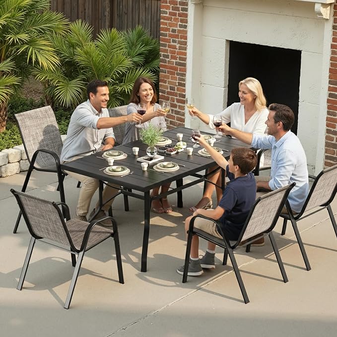 Stackable Outdoor Dining Chairs Set of 2, Textilene Patio Chairs - Image 2