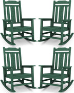 SERWALL HDPE Oversized Outdoor Rocking Chairs Set of 4, Patio Rocker, All by SERWALL