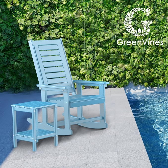 GREENVINES Oversized Outdoor Rocking Chairs Set of 4, HDPE Rocker, Arctic | - Image 6