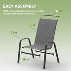 Patio Chairs Set of 2, Outdoor Stackable Dining Chairs - Image 6