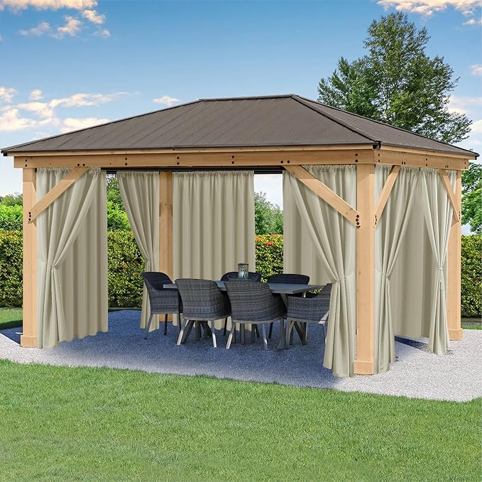 Outdoor Curtains for Patio Waterproof Rod Pocket 4 Pcs 54x95 Inch Taupe | by HolidayIdeas