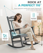 Oversized Outdoor Rocking Chairs Set of 4, 380lbs Heavy-Duty Large Patio Rocker - Image 5