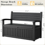 80-Gallon Lockable Outdoor Storage Bench, Waterproof Outdoor Deck Storage Boxes - Image 2