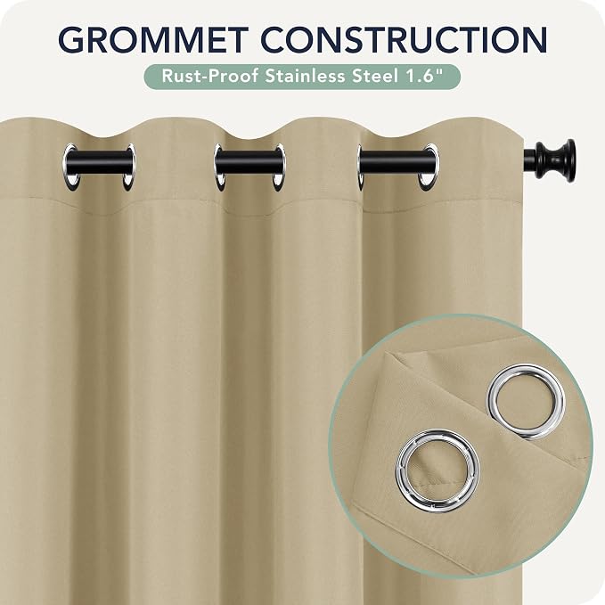 Outdoor Curtains for Patio Waterproof 6 Panels, Porch Sun Shade | Weatherproof - Image 5
