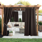NICETOWN 2 Panels Weatherproof Patio Outdoor Curtains Weighted Blackout - Image 2
